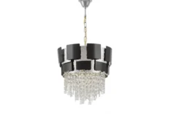 LAMPADARIO CLASSICO IN CRISTALLO NERO E CROMO MOLINA D40