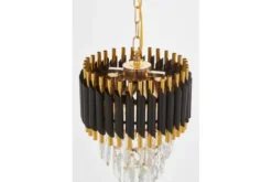LAMPADARIO CLASSICO IN CRISTALLO NERO E ORO MAZINI D25