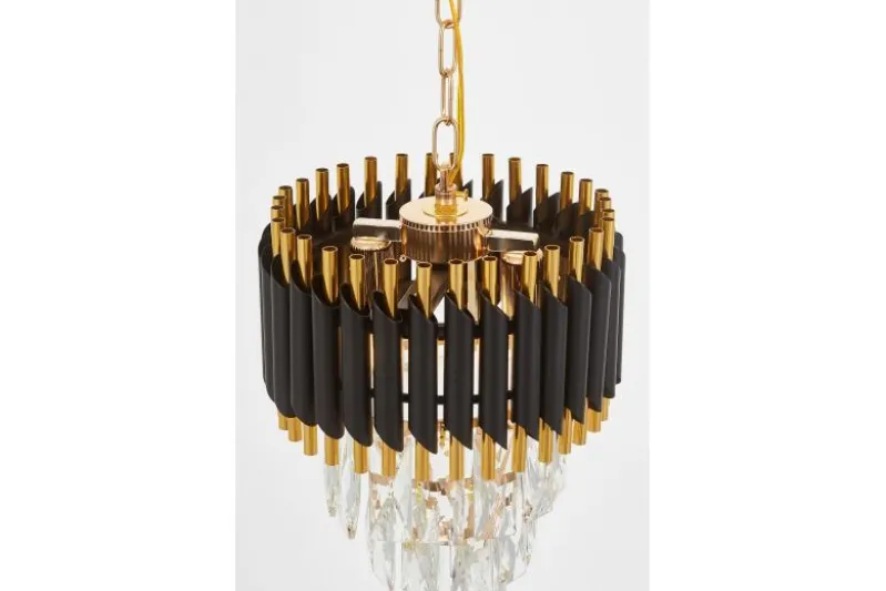 LAMPADARIO CLASSICO IN CRISTALLO NERO E ORO MAZINI D25
