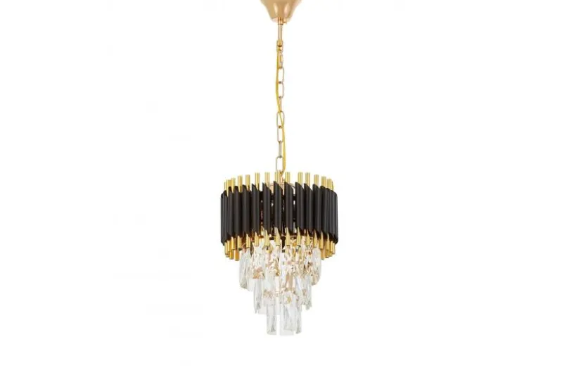 LAMPADARIO CLASSICO IN CRISTALLO NERO E ORO MAZINI D25