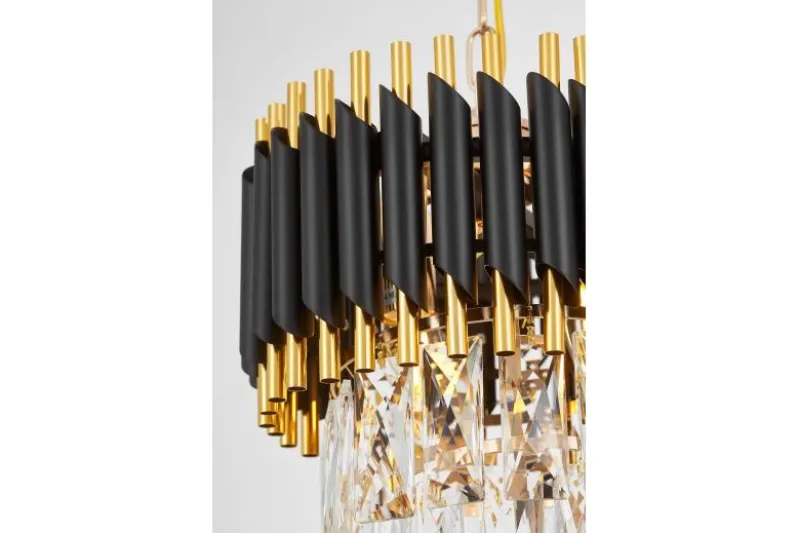 LAMPADARIO CLASSICO IN CRISTALLO NERO E ORO MAZINI D25