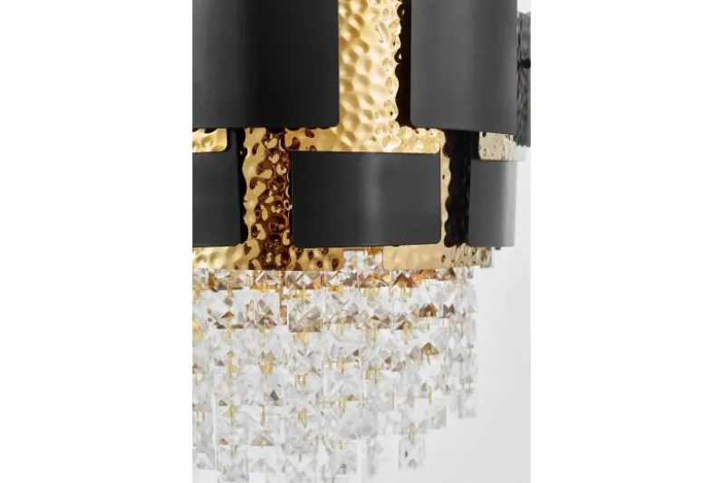 LAMPADARIO CLASSICO IN CRISTALLO NERO E ORO MOLINA D40