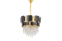 LAMPADARIO CLASSICO IN CRISTALLO NERO E ORO MOLINA D40