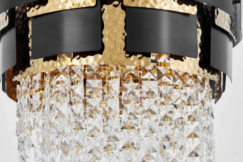 LAMPADARIO CLASSICO IN CRISTALLO NERO E ORO MOLINA D40
