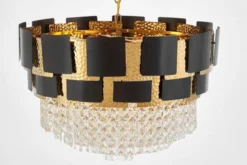 LAMPADARIO CLASSICO IN CRISTALLO NERO E ORO MOLINA D60