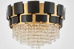 LAMPADARIO CLASSICO IN CRISTALLO NERO E ORO MOLINA D60