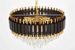 LAMPADARIO CLASSICO IN CRISTALLO NERO E ORO RIVO D50