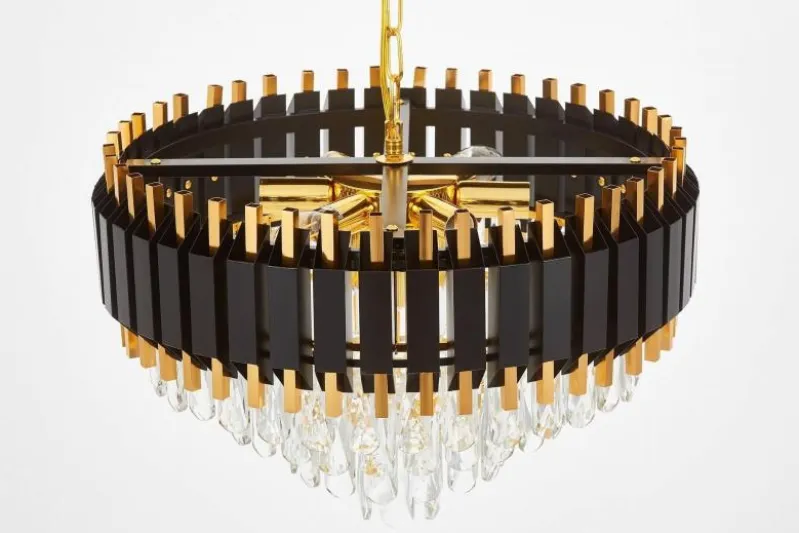 LAMPADARIO CLASSICO IN CRISTALLO NERO E ORO RIVO D50