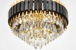 LAMPADARIO CLASSICO IN CRISTALLO NERO E ORO RIVO D50