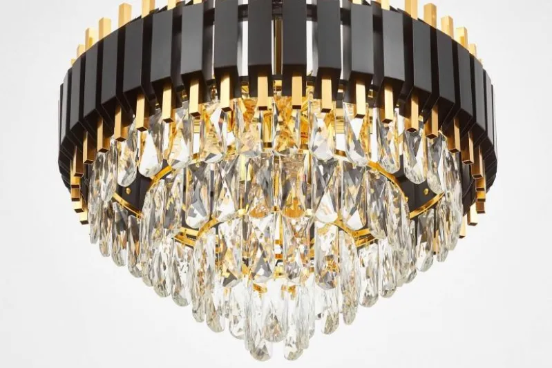 LAMPADARIO CLASSICO IN CRISTALLO NERO E ORO RIVO D50