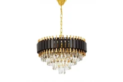 LAMPADARIO CLASSICO IN CRISTALLO NERO E ORO RIVO D50