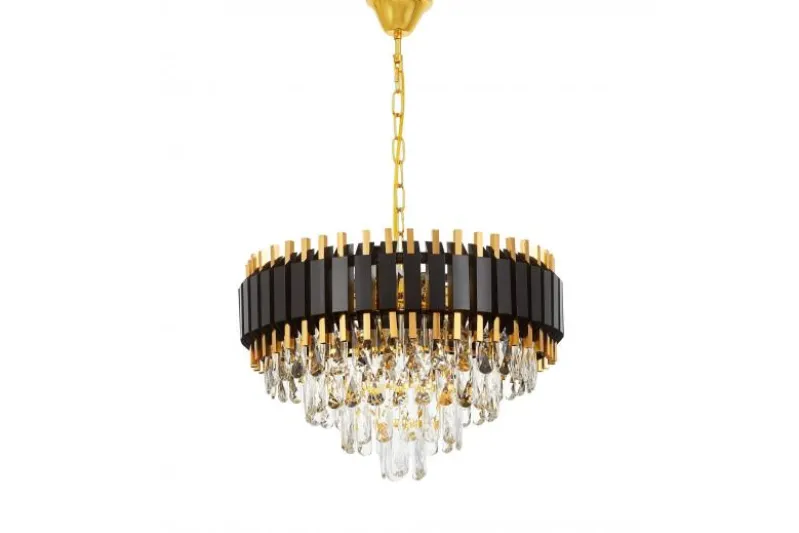 LAMPADARIO CLASSICO IN CRISTALLO NERO E ORO RIVO D50