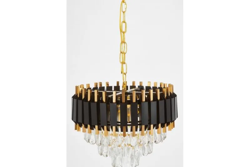 LAMPADARIO CLASSICO IN CRISTALLO NERO E ORO RIVO D40