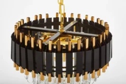 LAMPADARIO CLASSICO IN CRISTALLO NERO E ORO RIVO D40