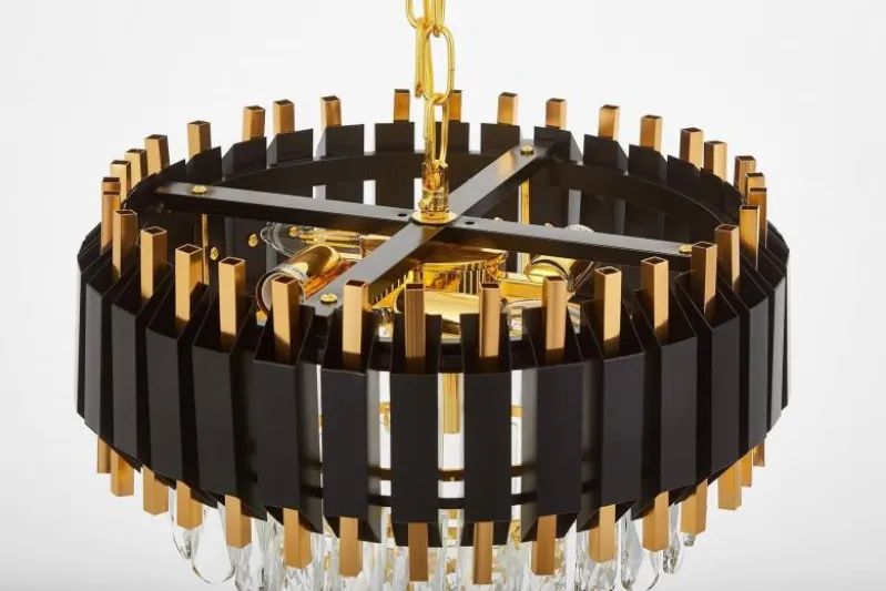 LAMPADARIO CLASSICO IN CRISTALLO NERO E ORO RIVO D40