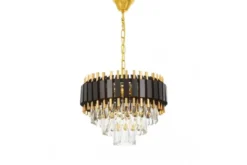 LAMPADARIO CLASSICO IN CRISTALLO NERO E ORO RIVO D40