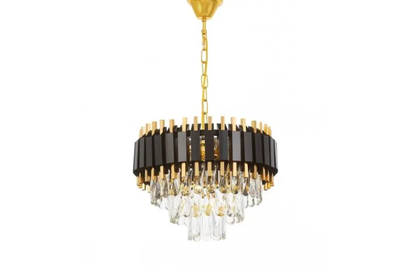LAMPADARIO CLASSICO IN CRISTALLO NERO E ORO RIVO D40