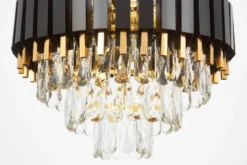 LAMPADARIO CLASSICO IN CRISTALLO NERO E ORO RIVO D40