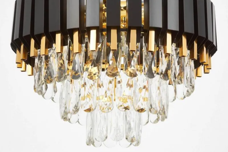LAMPADARIO CLASSICO IN CRISTALLO NERO E ORO RIVO D40