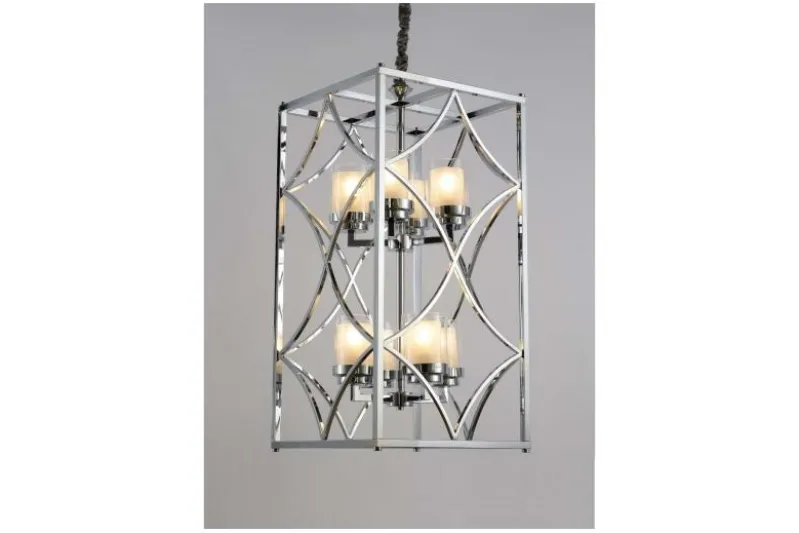 Lampadario con gabbia cromata QUADRATO DUO
