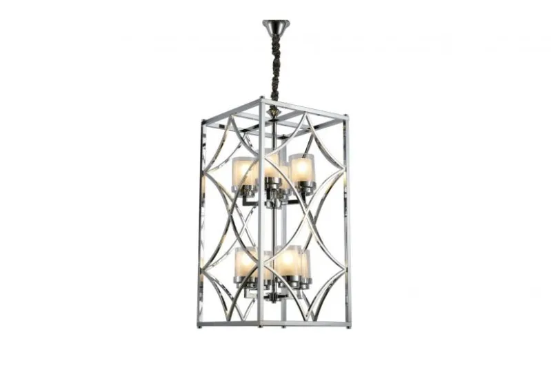 Lampadario con gabbia cromata QUADRATO DUO