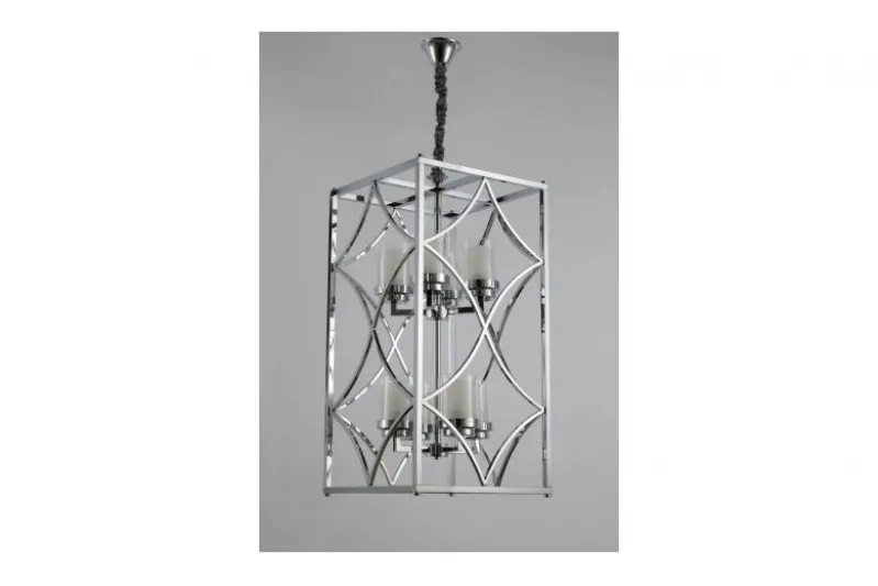Lampadario con gabbia cromata QUADRATO DUO