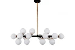 Lampadario con ramo 16 sfere in vetro Nero oro caldo PETRICA W16