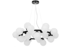 Lampadario con sfere opalescenti corona metallo nero MARSIADA W25