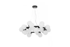 Lampadario con sfere opalescenti corona metallo nero MARSIADA W25