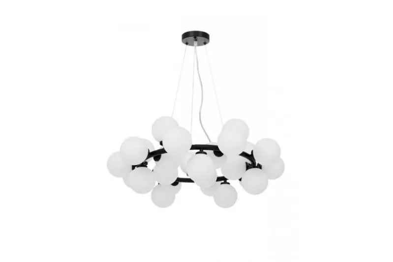 Lampadario con sfere opalescenti corona metallo nero MARSIADA W25