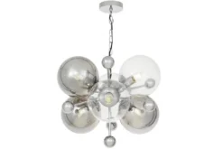 Lampadario cromato a sfere trasparenti e fumé AFRODIS W6