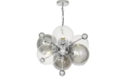 Lampadario cromato a sfere trasparenti e fumé AFRODIS W6