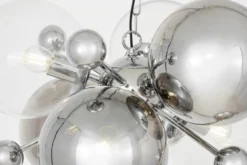 Lampadario cromato a sfere trasparenti e fumé AFRODIS W6