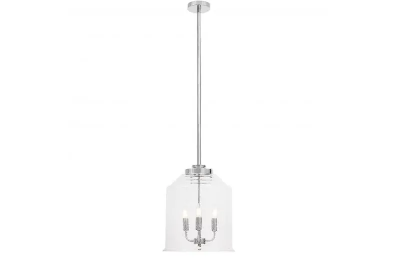 Lampadario cromato moderno con paralume in vetro a bollicine RALTON W3