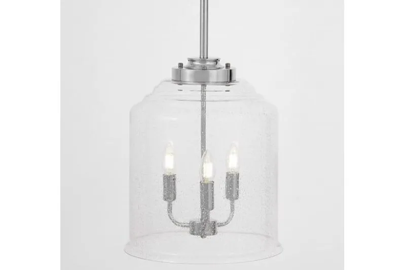 Lampadario cromato moderno con paralume in vetro a bollicine RALTON W3
