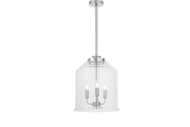 Lampadario cromato moderno con paralume in vetro a bollicine RALTON W3