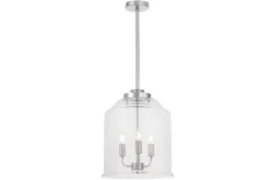 Lampadario cromato moderno con paralume in vetro a bollicine RALTON W3