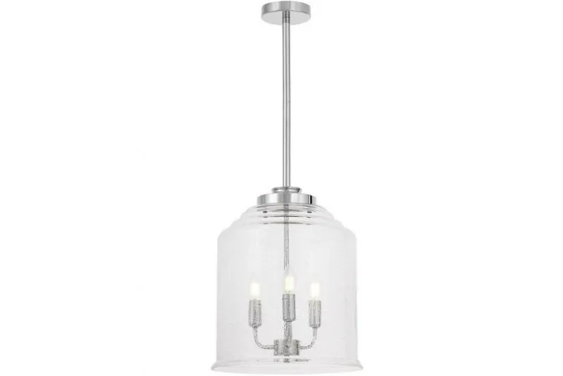 Lampadario cromato moderno con paralume in vetro a bollicine RALTON W3