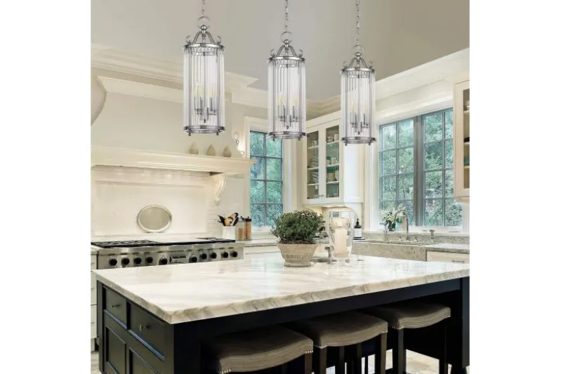 Lampadario di design moderno in metallo cromato e vetro BOSTON W3