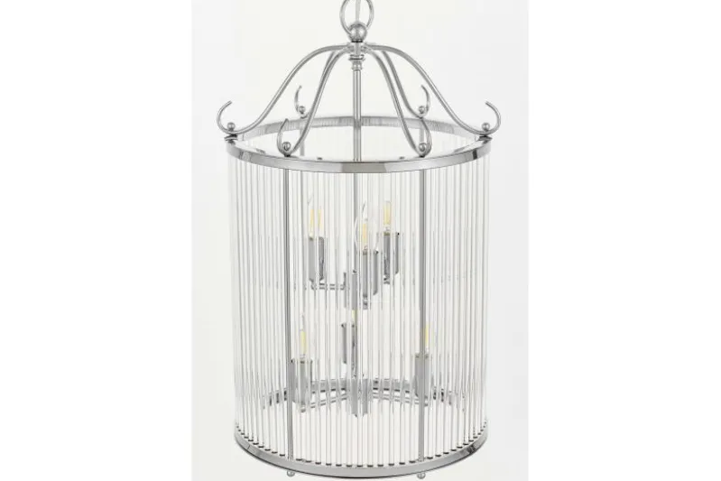 Lampadario di design moderno in metallo cromato e vetro BOSTON W6