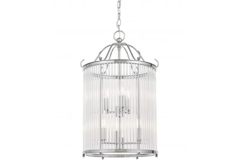 Lampadario di design moderno in metallo cromato e vetro BOSTON W6
