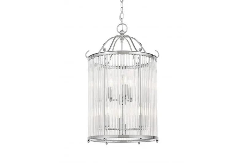 Lampadario di design moderno in metallo cromato e vetro BOSTON W6