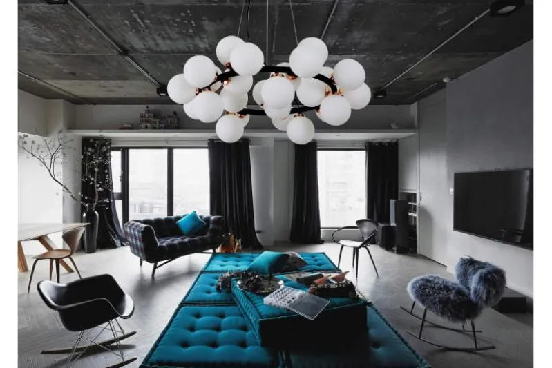 Lampadario di design moderno 25 luci nero e oro caldo MARSIADA W25