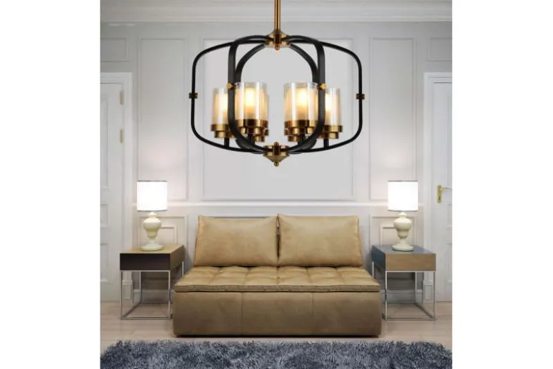 Lampadario di design nero e ottone BONTON W6