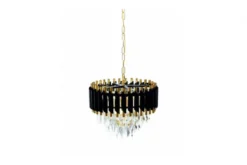 Lampadario di design post moderno di cristallo e metallo nero oro MAZINI D40