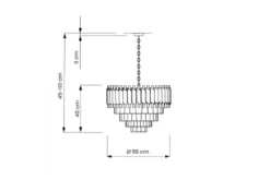Lampadario di design post moderno di cristallo e metallo nero oro MAZINI D50