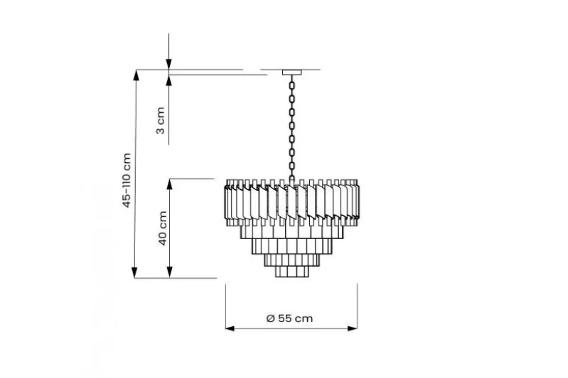 Lampadario di design post moderno di cristallo e metallo nero oro MAZINI D50