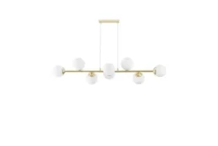 Lampadario dorato con placca a soffitto 8 sfere FINO W8