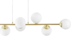 Lampadario dorato con placca a soffitto 8 sfere FINO W8