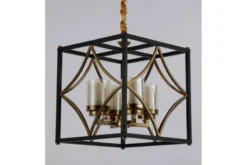 Lampadario gabbia di metallo ero e ottone QUADRATO